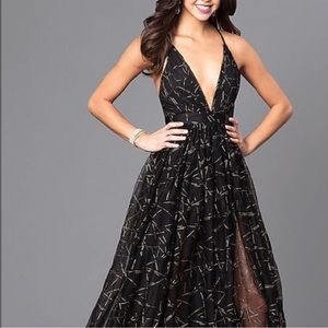 Luxxel black and gold maxi prom/formal dress